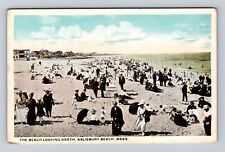Salisbury Beach MA-Massachusetts, Beach Looking North, Antique Vintage Postcard picture