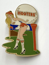 Vintage Hooters Girl Waitress Restaurant Bar Enamel Gold Tone Pin Golf Ball Tee picture