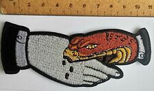 Trust No-One Snake Biting Hand Iron On Embroidered Patch Handshake Biker 4.5