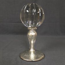 VTG Large Mounted Etched Finial Mercury Glass Base Orb Art Glass Object Statue picture