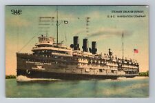Steamer Greater Detroit, Ship, Transportation, Antique, Vintage c1947 Postcard picture