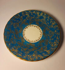 Antique Elizabethan Fine Bone China England Teal Gold Saucer # 5299 picture