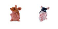 Black &  Rat Mouse Dollhouse Miniature Figurines Hand Painted Ceramic Animals picture