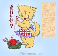 1950s Workbasket Embroidery Transfer 5 Darlin DOW Perky Kitty Uncut ORIGINAL picture