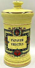 Large Vintage Yellow Speckled Apothecary Jar Palaver Fructus Rx Pharmaceutical  picture