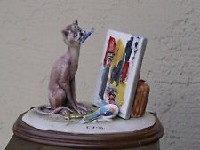 Vintage Emilio Tezza Artist Painter signed Sculpture Cat Figurine on base Italy picture