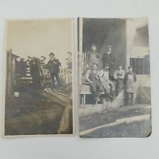 2 Original Photographs 1908 Timber Lumber Industry Workers Victoria BC picture