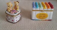 2  Gift Crat Porcelain Hinged Trinket Box- Bears & Teachers Color The World picture
