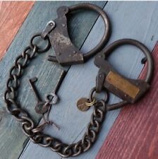 Antique Cast Iron Working Lock With Key U.S. Postal Western Handcuffs 24