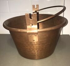 Antique Vtg Hand Hammered Rustic Heavy Copper Pot Pail Bucket w Handle picture