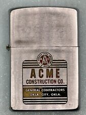 Vintage 1960 Acme Construction Advertising Chrome Zippo Lighter picture