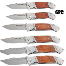 Mossy Oak 6Pieces Folding Pocket Knife Set Stainless Steel Blade Wood Handle NEW picture