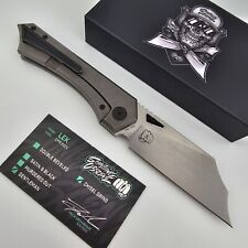 SOC LEK Gentlemen Folding Knife Titanium Handles Satin Chisel Ground 20CV Tanto picture