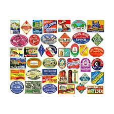 42 Luggage Stickers, 4 SHEETS, Hotel Label REPRODUCTIONS, Travel Journal Décor picture