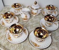 Estel Porcelain / 24k Gold Plated 15 Piece Coffee / Tea Set Made In Turkey Rare picture