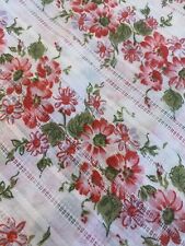 Vintage 60s Voile Cotton Fabric Semi Sheer PINK Floral Sweet Dimity 1+Y 43