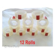 12 Rolls Crystal Clear Transparent Tape Dispenser Refills 3/4