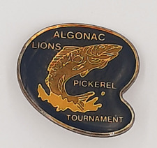 Algonac Lions Club Pickerel Tournament Blue Gold Pin Michigan 11-D-2 Vintage picture