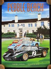 SIGNED 2016 Pebble Beach Concours Poster Print FORD GT40 1966 LE MANS Eberts picture