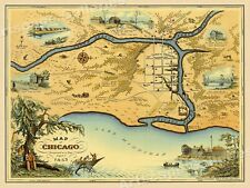 Map of Chicago 1833 Settlement Vintage Style Centennial Map - 20x28 picture