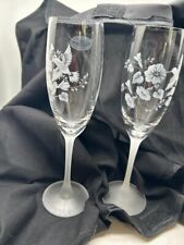 2Vtg Avon Hummingbird Champagne Flutes ~ 24% Crystal Frosted Stem Made in France picture