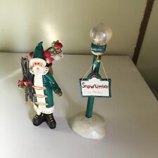 Santa with Knapsack Figurine & Musical Street Lamp-Donna Little/Enesco picture