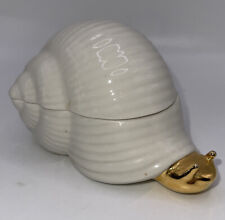 D'Arte Agostinelli Porcelain hand painted Snail Trinket Box Italy gold 4 Inches picture