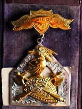 Gorgeous Leather Cased Silver & Gilded Knights of Pythius Membership Badge c1910 picture