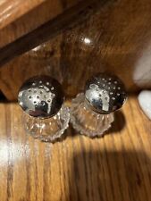 Vintage Salt and Pepper Cristal Shakers with Metal Lids picture