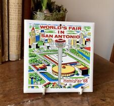 Vintage 1968 San Antonio World’s Fair HemisFair Trivet/Decorative Tile 4.25”  picture