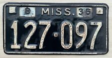 1936 Mississippi License Plate - Nice Original Paint picture