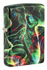 Zippo Psychedelic Swirl Design Glow in the Dark Green Matte Windproof Lighter... picture
