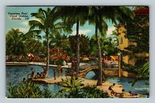 Coral Gables FL, Venetian Pool, Swimming, Linen Florida Postcard picture