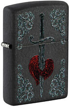 Zippo Heart Dagger Tattoo Design Black Crackle Windproof Lighter, 48617 picture