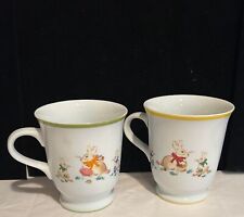 Vintage LOT (2) Williams Sonoma Easter Bunny Rabbit Footed Mugs picture