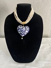 Beautiful Heart Talavera Mexican Jewlery, short necklace with imitation pearls picture