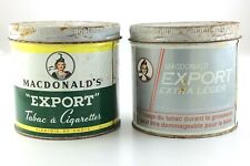2 MacDonald Tobacco 200g Export Light Tin Can Empty Container Canada 4in S272 picture