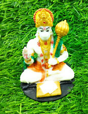 Blessing Lord Hanuman Idol With Gada White Polystone Statue H-3