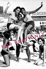 Vintage 1940's Photo reprint of African American Black Man Holding Women @ Beach picture