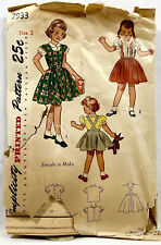 1949 Simplicity Sewing Pattern 2933 Girls Jumper Skirt Blouse Size 2 Vintg 11693 picture