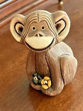 Hand-carved Chimpanzee with Flowers -1981- From Uruguay by Artesania Rinconada picture