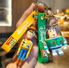 2PCS Disney Toy Story Woody Buzz 3D PVC Bags Hanger Pendant Keychains Key Rings picture