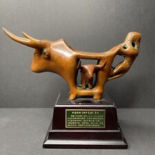 Vintage 1972 Yunnan Bronze Ox Protecting Calf From Tiger Sculpture Lijiashan picture