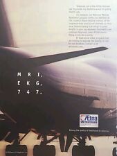 Aetna U. S. Healthcare MRI EkG Boeing 747 Covered Members Vintage Print Ad 1999 picture