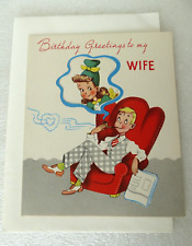 Unused Vintage 1940's American Greetings Humor Wife Birthday Greeting card picture