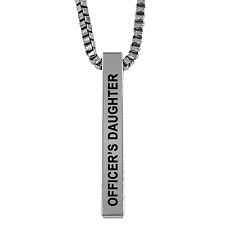 Officer's Daughter Silver Plated Pillar Bar Pendant Necklace Gift Mother's Day C picture