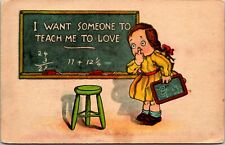 Vtg Postcard c 1908 Comic - I Want Someone to Teach Me to Love - Unused picture