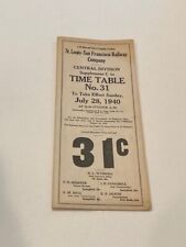 Vintage St. Louis - San Francisco Railway Company Time Table #31 July 28, 1940 picture