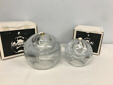 2 RARE DISCOVERY CHANNEL STORE POLAND ART GLASS SEEDED SPHERE OIL LAMPS NEW MIB picture
