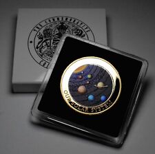 OUR SOLAR SYSTEM Dual Metal Silver & 24ct Gold Commemorative in Case. Moon/Mars picture
